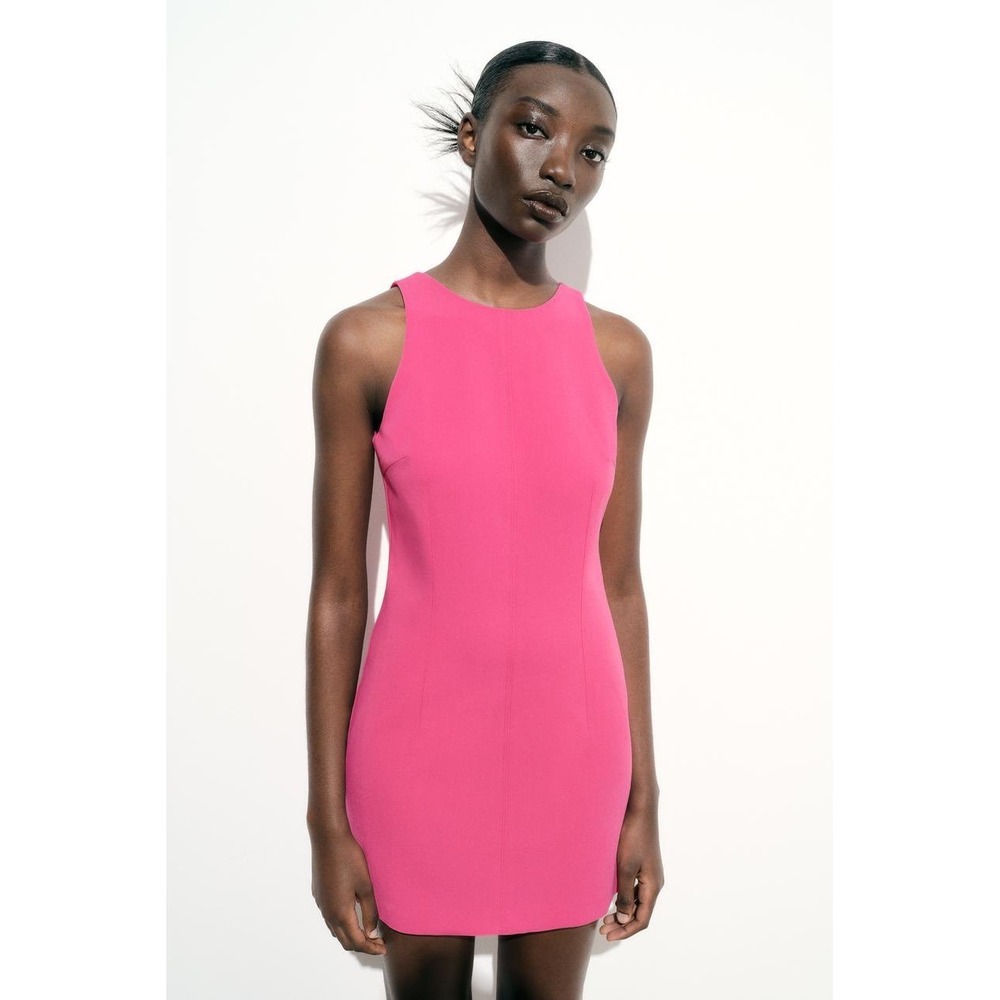 Zara Mini Dress Women Small Pink Excellent Sleeveless Sheath Bodycon Cocktail